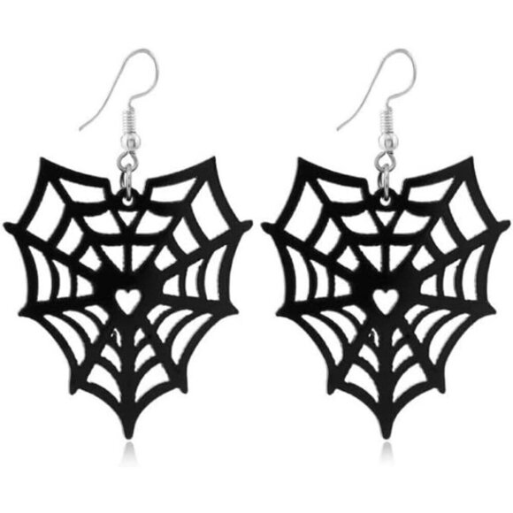 Women Black Unique acrylic Earrings Skull Earrings Spider Earrings Bat Halloween - Picture 1 of 2